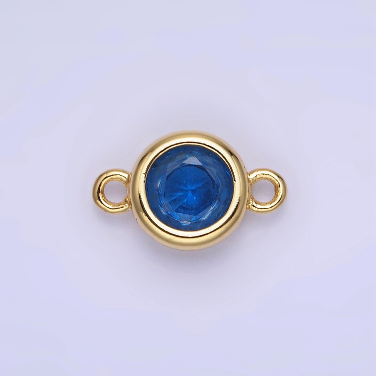 14K Gold Filled Multifaceted CZ Bezel Round Connector | G406 - G413