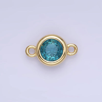 14K Gold Filled Multifaceted CZ Bezel Round Connector | G406 - G413