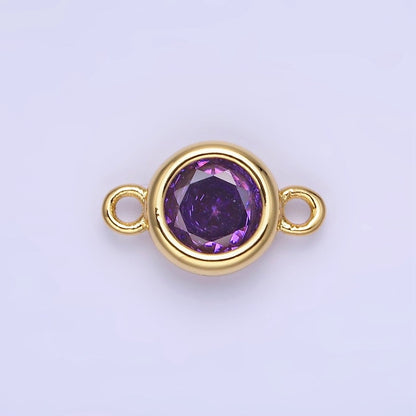 14K Gold Filled Multifaceted CZ Bezel Round Connector | G406 - G413