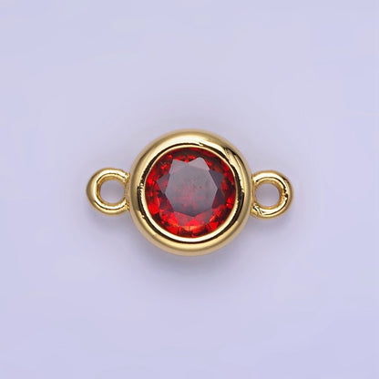 14K Gold Filled Multifaceted CZ Bezel Round Connector | G406 - G413