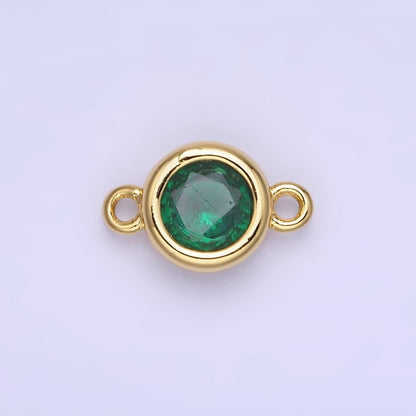 14K Gold Filled Multifaceted CZ Bezel Round Connector | G406 - G413