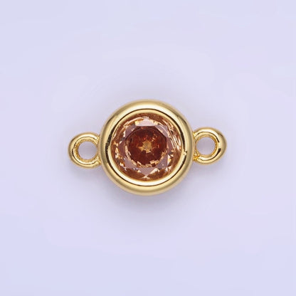 14K Gold Filled Multifaceted CZ Bezel Round Connector | G406 - G413