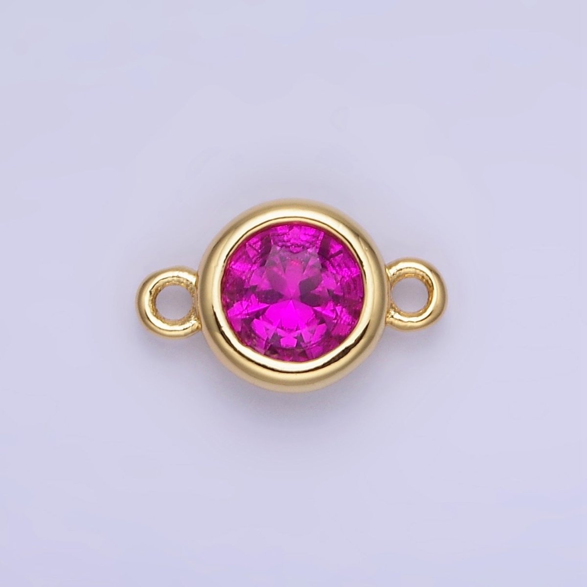 14K Gold Filled Multifaceted CZ Bezel Round Connector | G406 - G413
