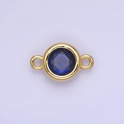 14K Gold Filled Multifaceted CZ Bezel Round Connector | G406 - G413