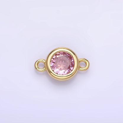14K Gold Filled Multifaceted CZ Bezel Round Connector | G406 - G413