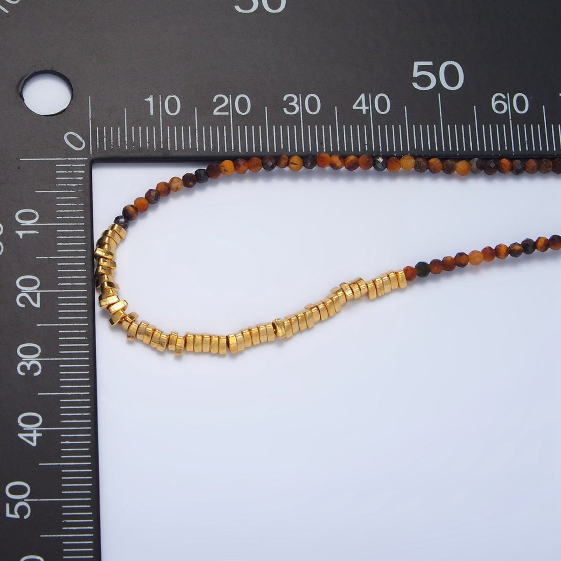 PVD Gold Plated Multifaceted Tiger Eye Gemstone Irregular Bead 16 Inch Necklace | WA-2648