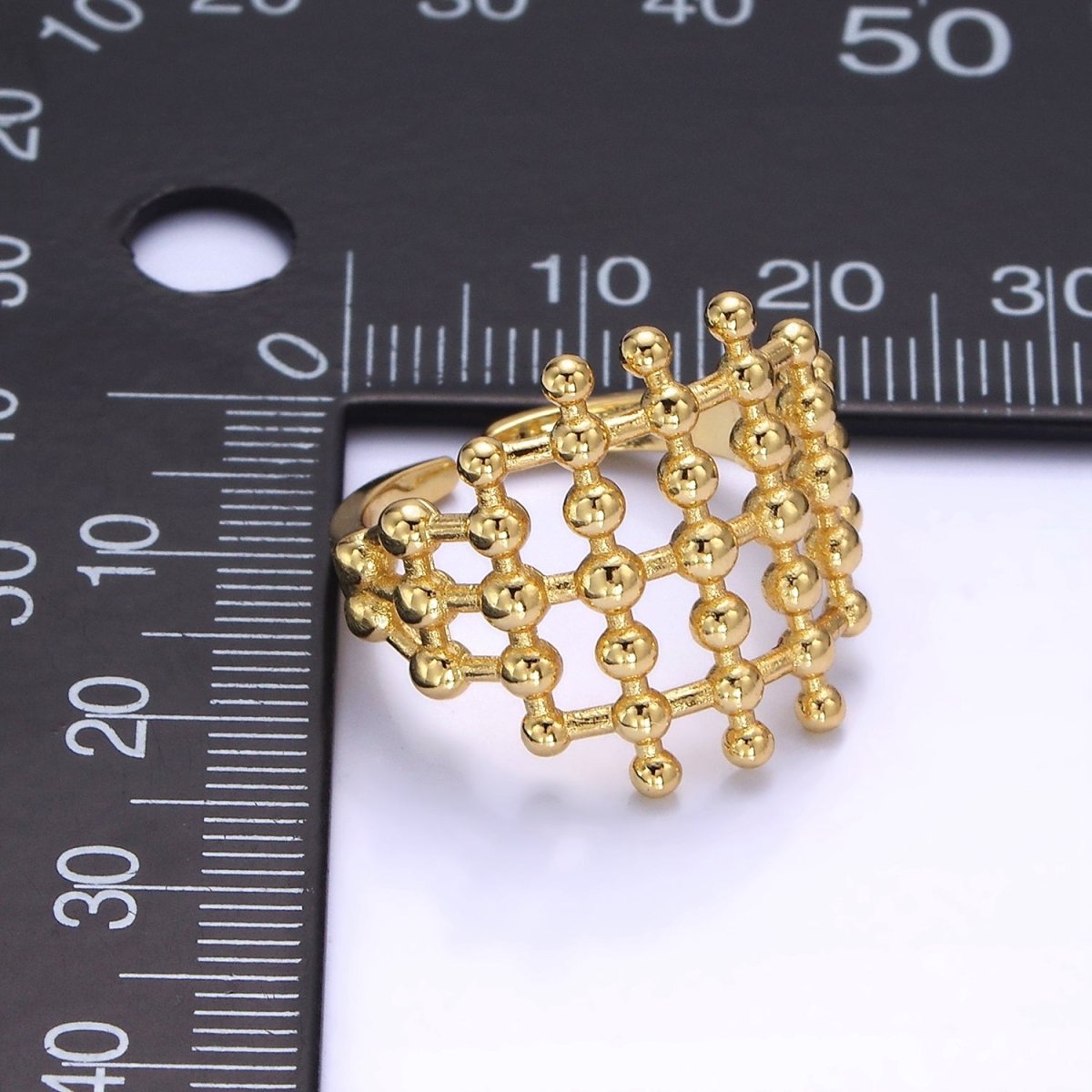 14K Gold Filled Multiple Beaded Bubble Lined Open Ring in Gold &amp; Silver | O1270 O1271