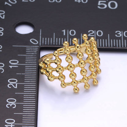 14K Gold Filled Multiple Beaded Bubble Lined Open Ring in Gold &amp; Silver | O1270 O1271