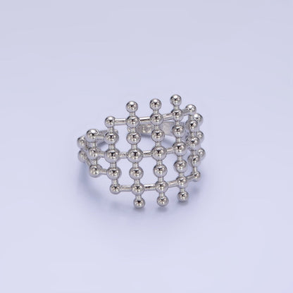 14K Gold Filled Multiple Beaded Bubble Lined Open Ring in Gold &amp; Silver | O1270 O1271