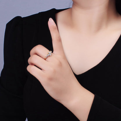 14K Gold Filled Multiple Clear Round CZ Bubble Ring | O1053