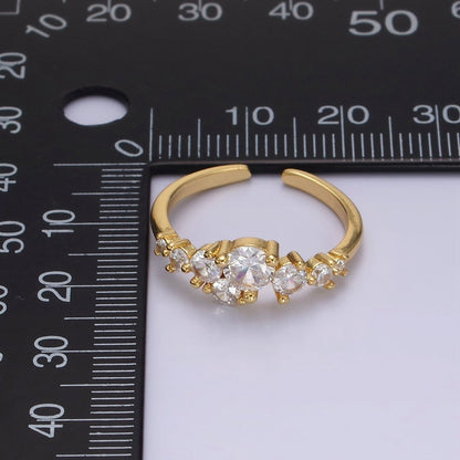 14K Gold Filled Multiple Clear Round CZ Bubble Ring | O1053