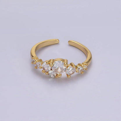 14K Gold Filled Multiple Clear Round CZ Bubble Ring | O1053