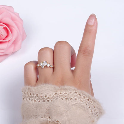 14K Gold Filled Multiple Clear Round CZ Bubble Ring | O1053