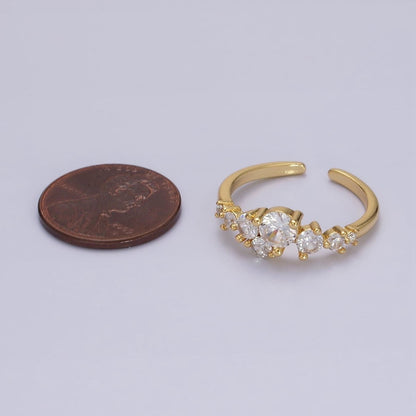 14K Gold Filled Multiple Clear Round CZ Bubble Ring | O1053