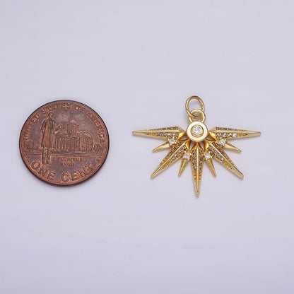 14K Gold Filled Multiple Micro Paved CZ Sphere Geometric Ray Charm | AG519