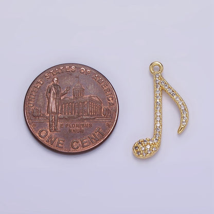 14K Gold Filled Music Eight Note Micro Paved CZ Charm | AG704