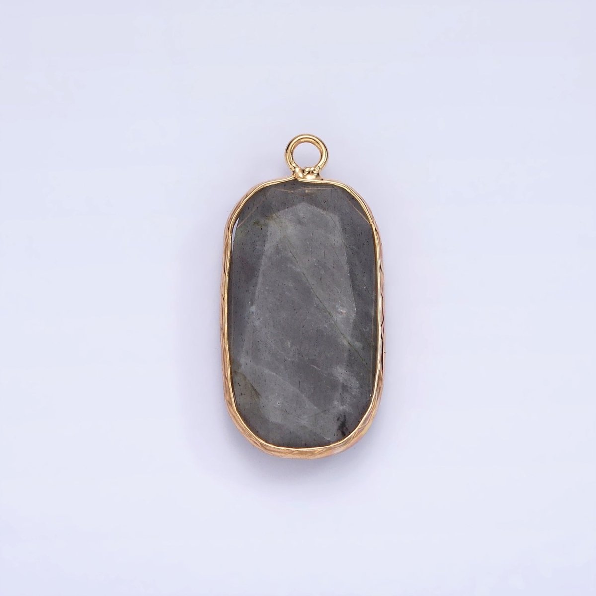 14K Gold Filled Natural Gemstone Multifaceted Oval Bezel Charm | N1655 - N1659