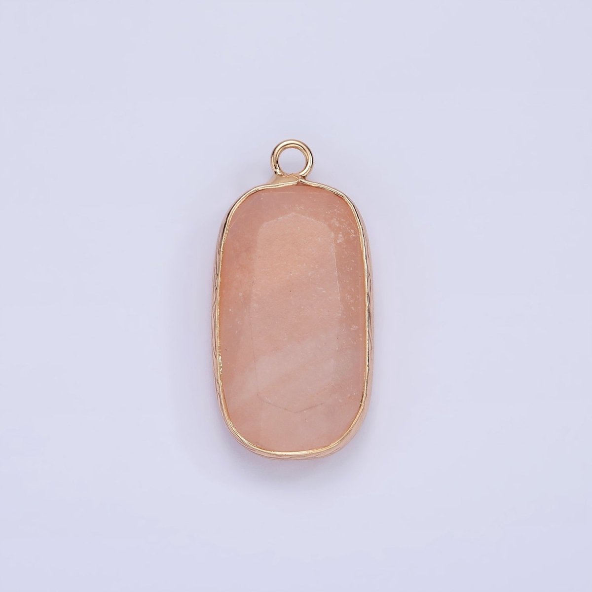 14K Gold Filled Natural Gemstone Multifaceted Oval Bezel Charm | N1655 - N1659