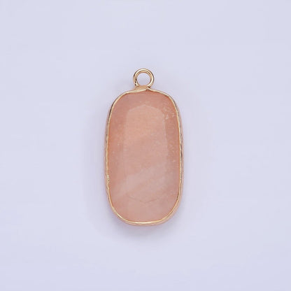 14K Gold Filled Natural Gemstone Multifaceted Oval Bezel Charm | N1655 - N1659