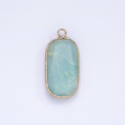 14K Gold Filled Natural Gemstone Multifaceted Oval Bezel Charm | N1655 - N1659