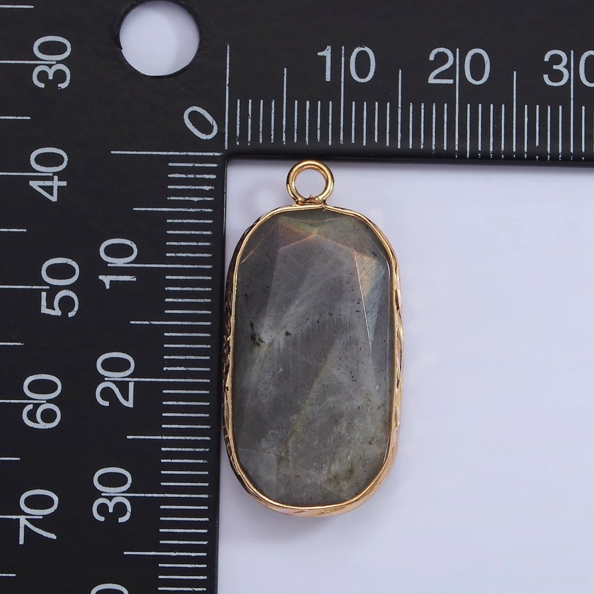 14K Gold Filled Natural Gemstone Multifaceted Oval Bezel Charm | N1655 - N1659