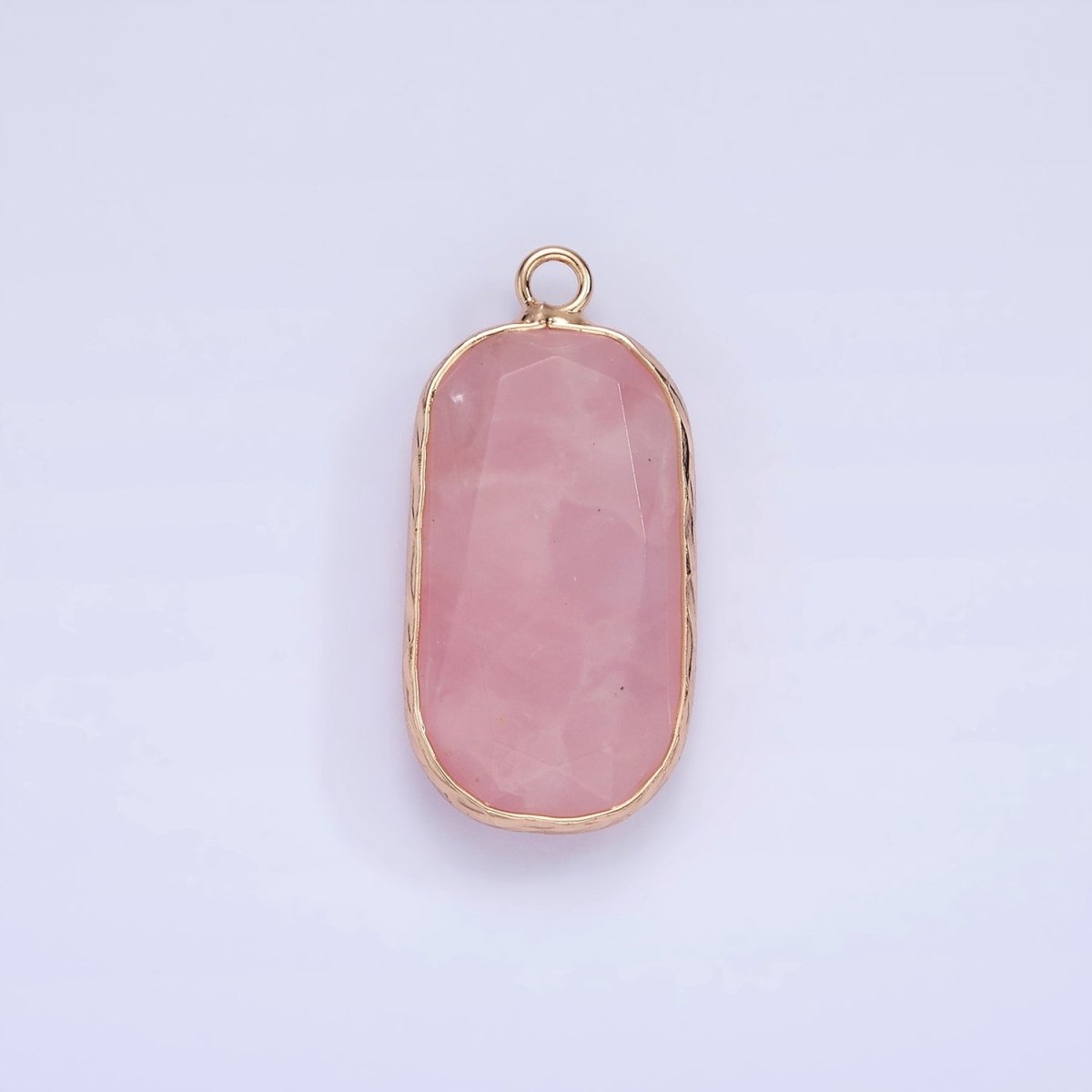 14K Gold Filled Natural Gemstone Multifaceted Oval Bezel Charm | N1655 - N1659