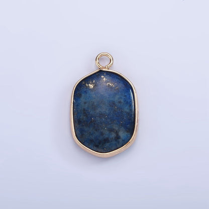 14K Gold Filled Natural Gemstone Multifaceted Oval Bezel Charm | N1673 - N1677 N1699
