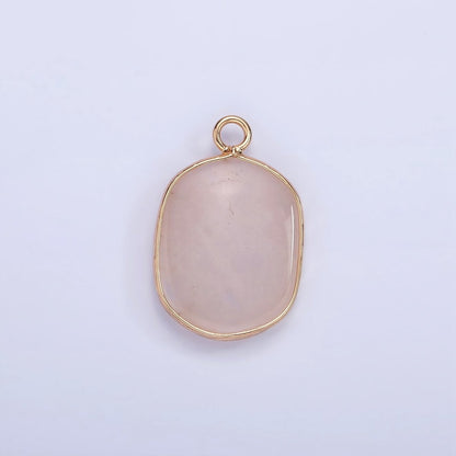 14K Gold Filled Natural Gemstone Multifaceted Oval Bezel Charm | N1673 - N1677 N1699