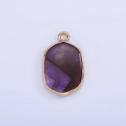 14K Gold Filled Natural Gemstone Multifaceted Oval Bezel Charm | N1673 - N1677 N1699