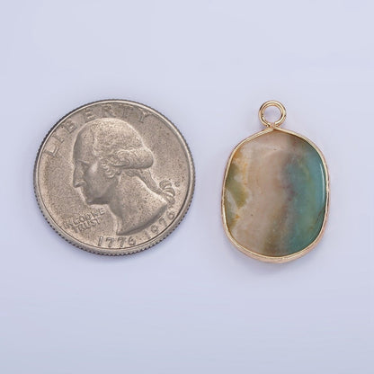 14K Gold Filled Natural Gemstone Multifaceted Oval Bezel Charm | N1673 - N1677 N1699