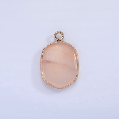 14K Gold Filled Natural Gemstone Multifaceted Oval Bezel Charm | N1673 - N1677 N1699