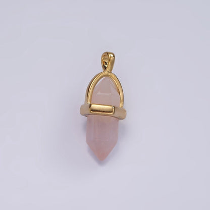 14K Gold Filled Natural Gemstone Pointed Wand Pendant | N2007 - N2016
