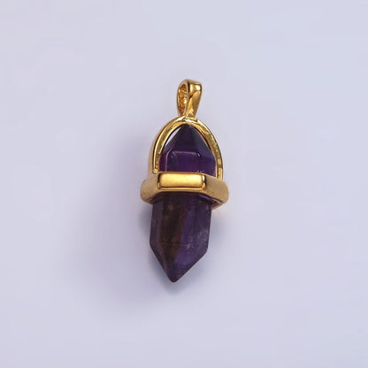 14K Gold Filled Natural Gemstone Pointed Wand Pendant | N2007 - N2016