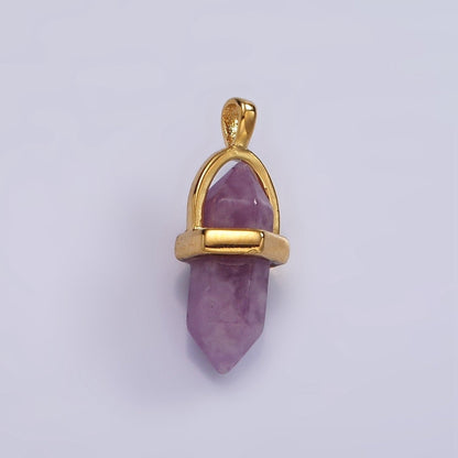 14K Gold Filled Natural Gemstone Pointed Wand Pendant | N2007 - N2016