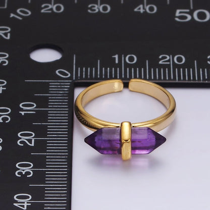 14K Gold Filled Natural Gemstone Pointed Wand Ring | O688 - O697