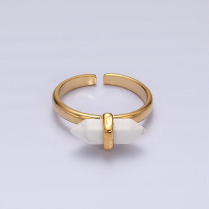 14K Gold Filled Natural Gemstone Pointed Wand Ring | O688 - O697
