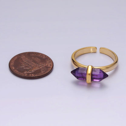 14K Gold Filled Natural Gemstone Pointed Wand Ring | O688 - O697