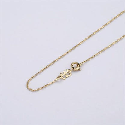 14K Gold Filled Necklace - Singapore Necklace - Dainty Gold Twist Link Chain Layering Necklace 1mm 15.7 Inches ready to wear w/ Spring Ring | CN-536