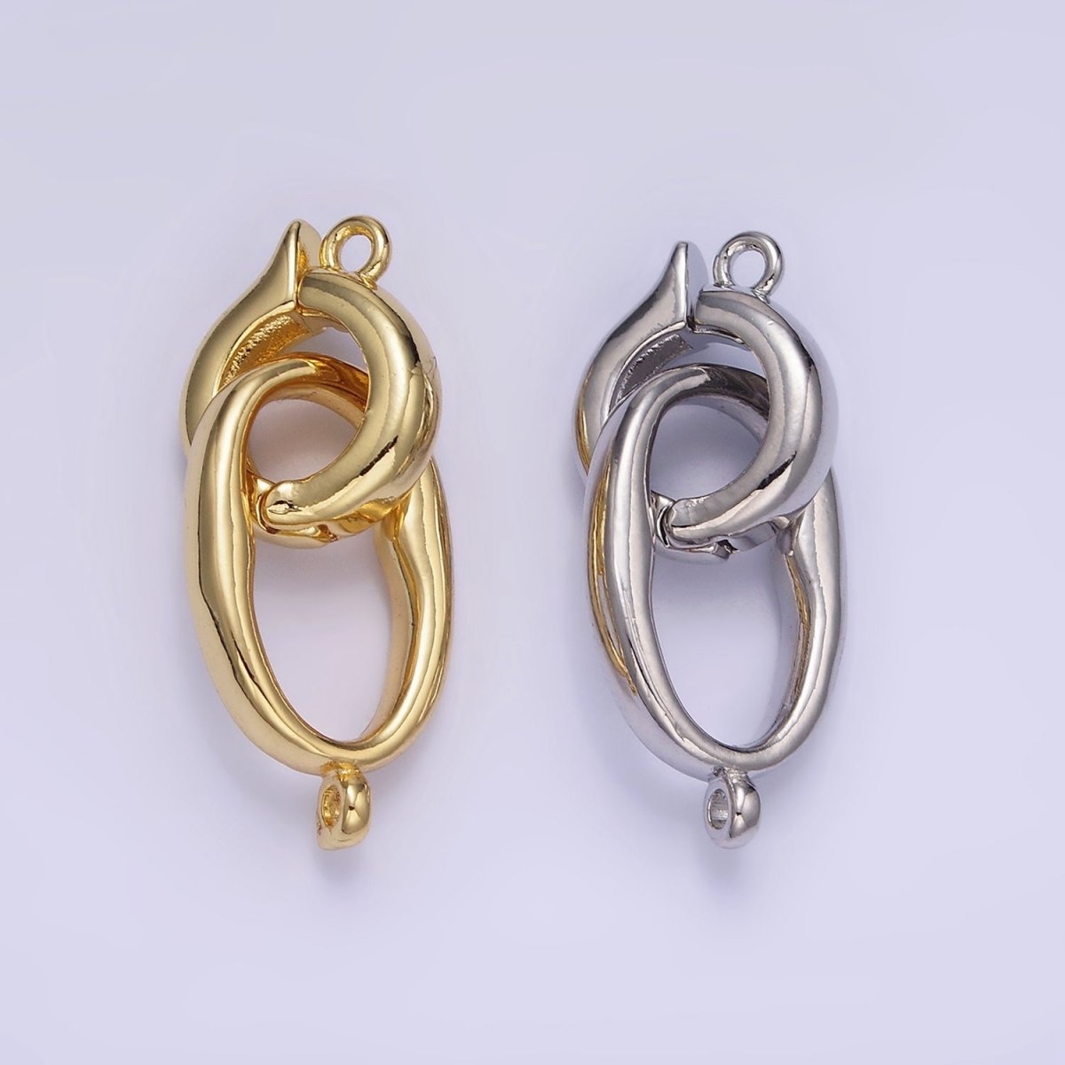 14K Gold Filled Oblong Snap Latch Bail Findings Set in Gold &amp; Silver | L575