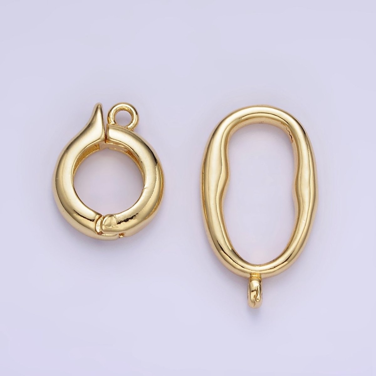 14K Gold Filled Oblong Snap Latch Bail Findings Set in Gold &amp; Silver | L575
