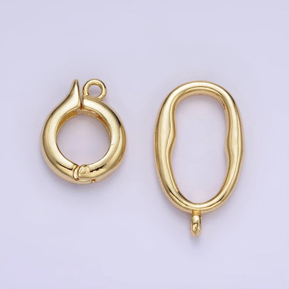 14K Gold Filled Oblong Snap Latch Bail Findings Set in Gold &amp; Silver | L575