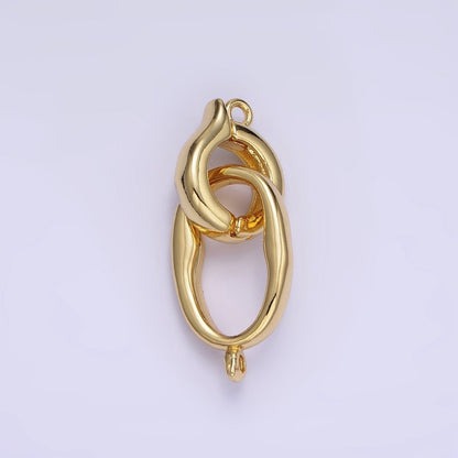 14K Gold Filled Oblong Snap Latch Bail Findings Set in Gold &amp; Silver | L575