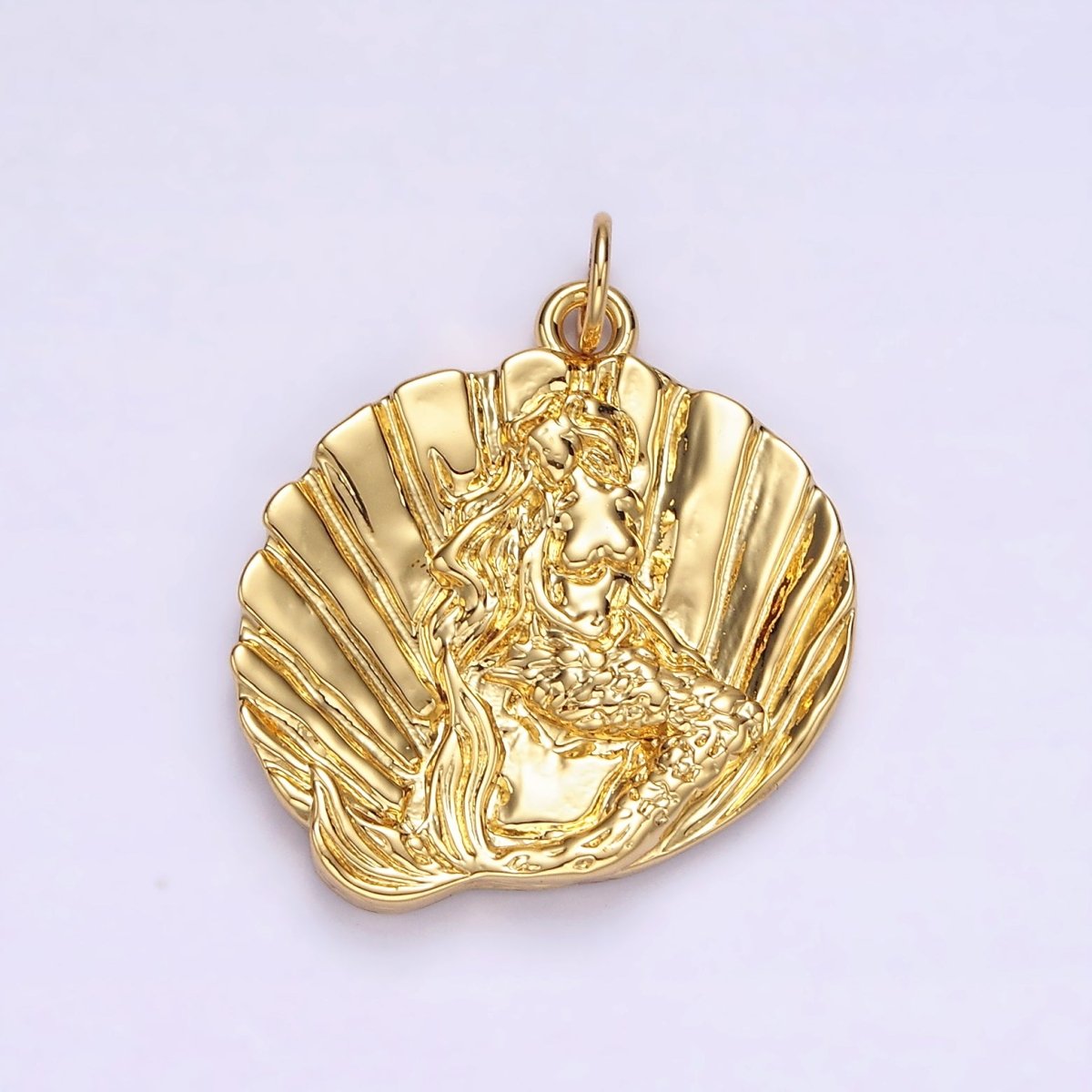 14K Gold Filled Ocean Mermaid Clam Sea Shell Dented Charm in Gold &amp; Silver | N1118 N1119