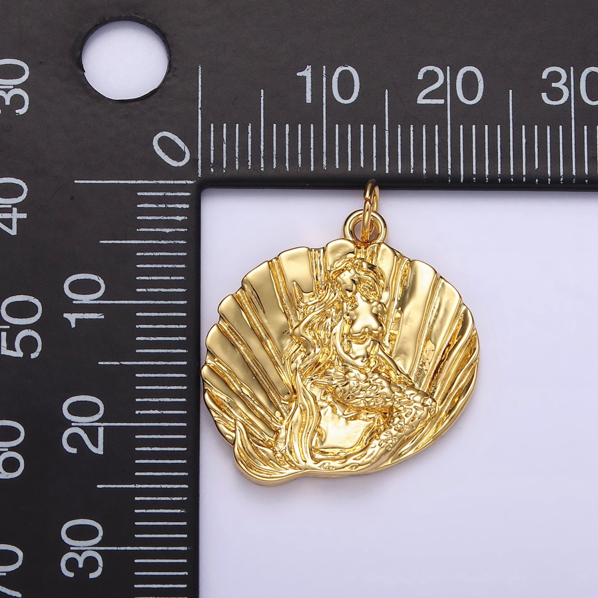 14K Gold Filled Ocean Mermaid Clam Sea Shell Dented Charm in Gold &amp; Silver | N1118 N1119