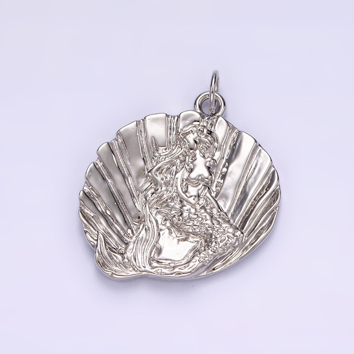 14K Gold Filled Ocean Mermaid Clam Sea Shell Dented Charm in Gold &amp; Silver | N1118 N1119