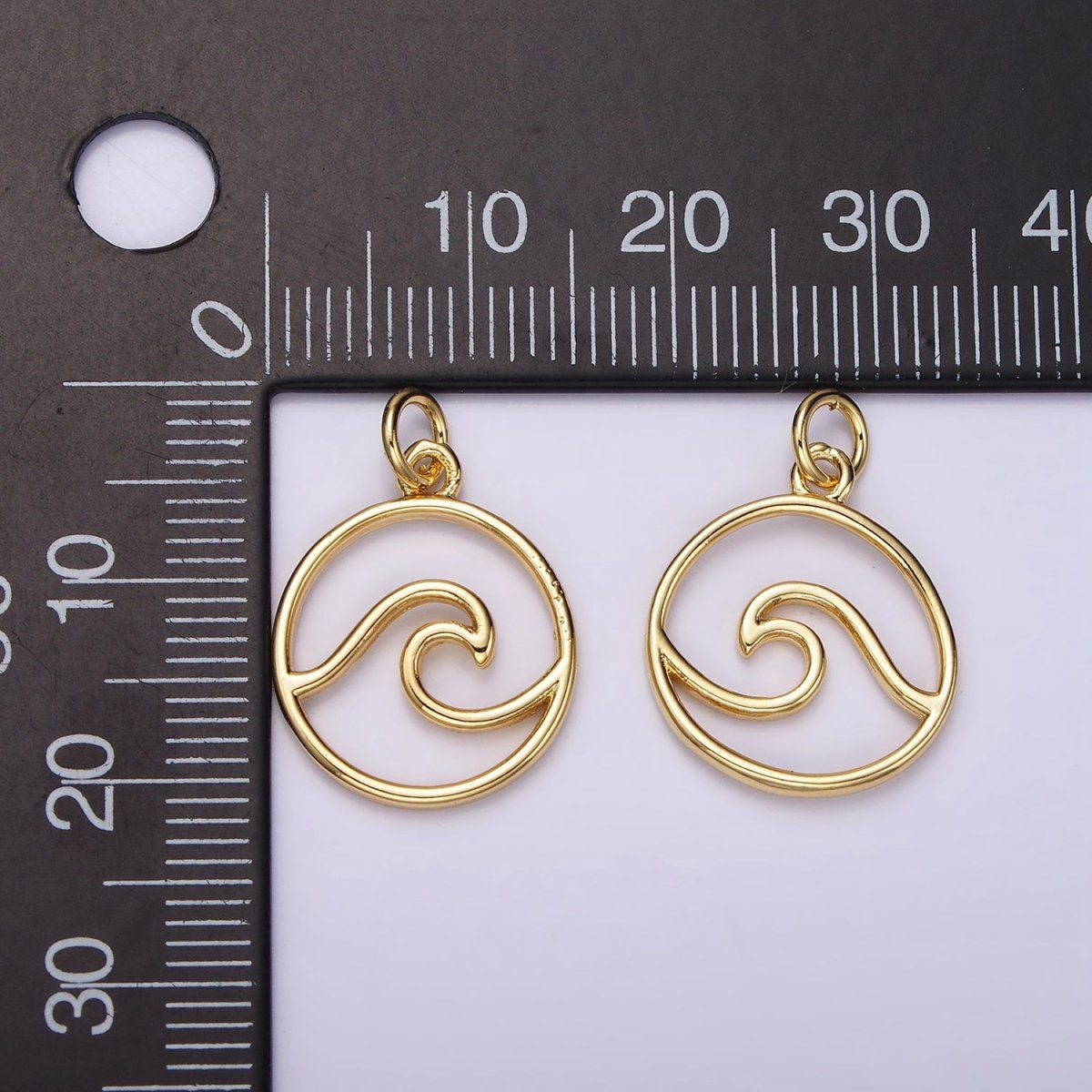 14K Gold Filled Ocean Water Minimalist Bezel Open Round Charm | AC-906