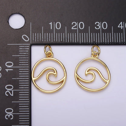 14K Gold Filled Ocean Water Minimalist Bezel Open Round Charm | AC-906