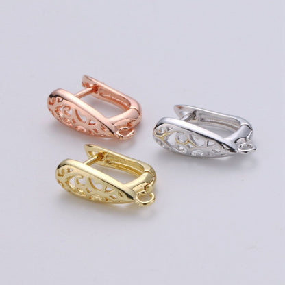 14k Gold Filled one touch w/ open link Lever back earring making, 12x19 mm, Nickel free Lead Free for Earring Charm Making Findings K-699 - K-701