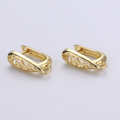 14k Gold Filled one touch w/ open link Lever back earring making, 12x19 mm, Nickel free Lead Free for Earring Charm Making Findings K-699 - K-701