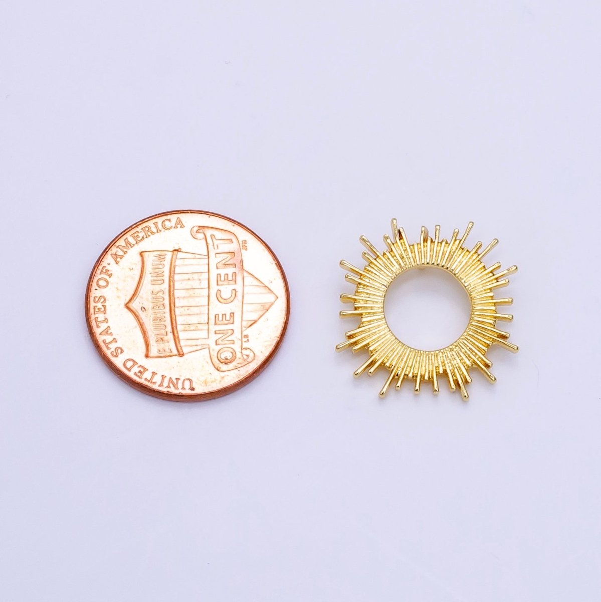 14K Gold Filled Open Celestial Sunburst Back Loop Pendant in Gold &amp; Silver | AG812
